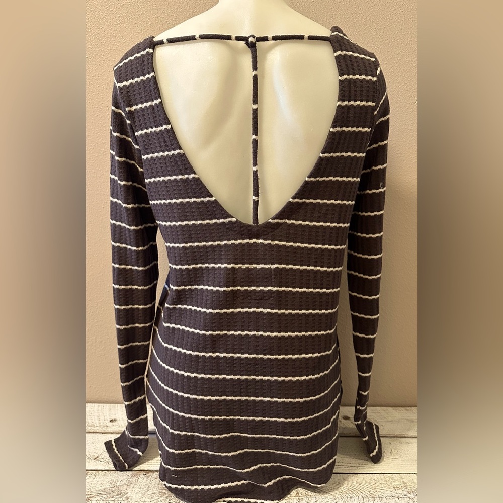 Chaser Long Sleeve Striped Top with Cut-Out Back - NWT